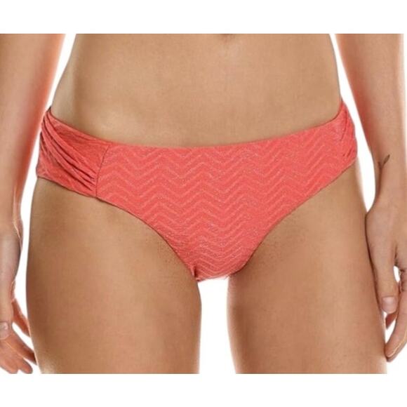 Trina Turk Papaya Shirred Tab Hipster Bikini Bottom 6 NWT - Picture 1 of 3